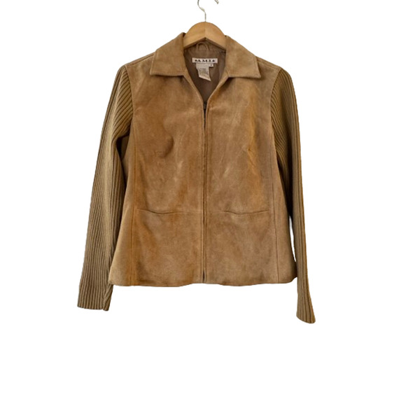 A.M.I. Suede Leather Jacket - Picture 1 of 8